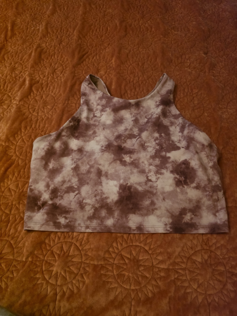Athleta Mauve and White Tie-Dye Cropped Tank